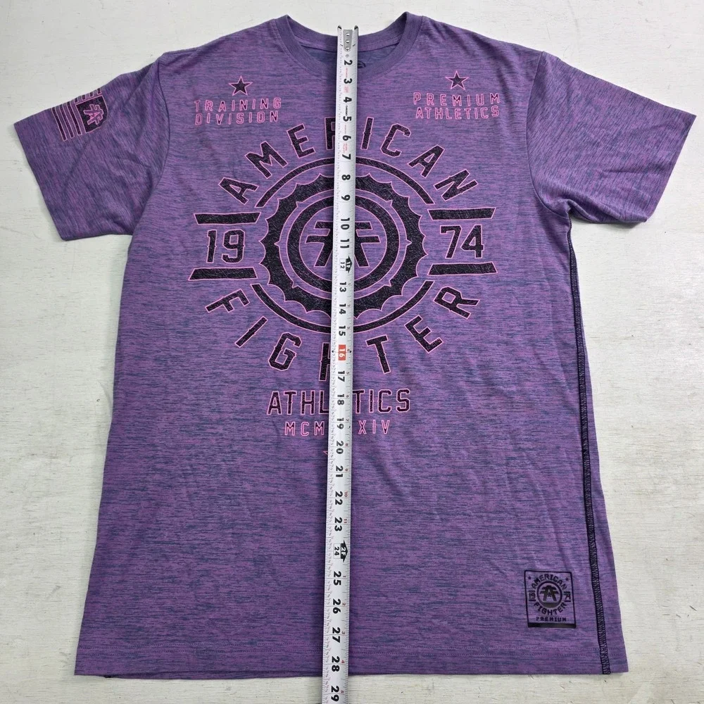 American Fighter‎ Mens Sz L Purple Pink Training T-Shirt UFC MMA Gym Workout EUC